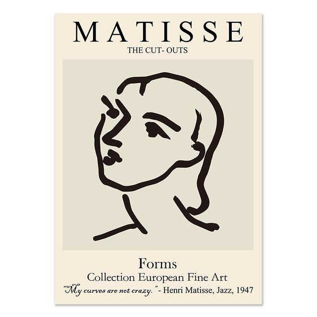 Abstract Matisse Line Face Coral Leaves Wall Art Canvas Painting Nordic Posters Prints Wall Pictures For Living Room Home Decor