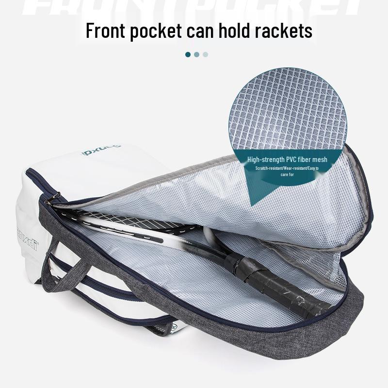 White Tennis & Badminton Backpack for 3 Rackets - Unisex Outdoor Sports Bag