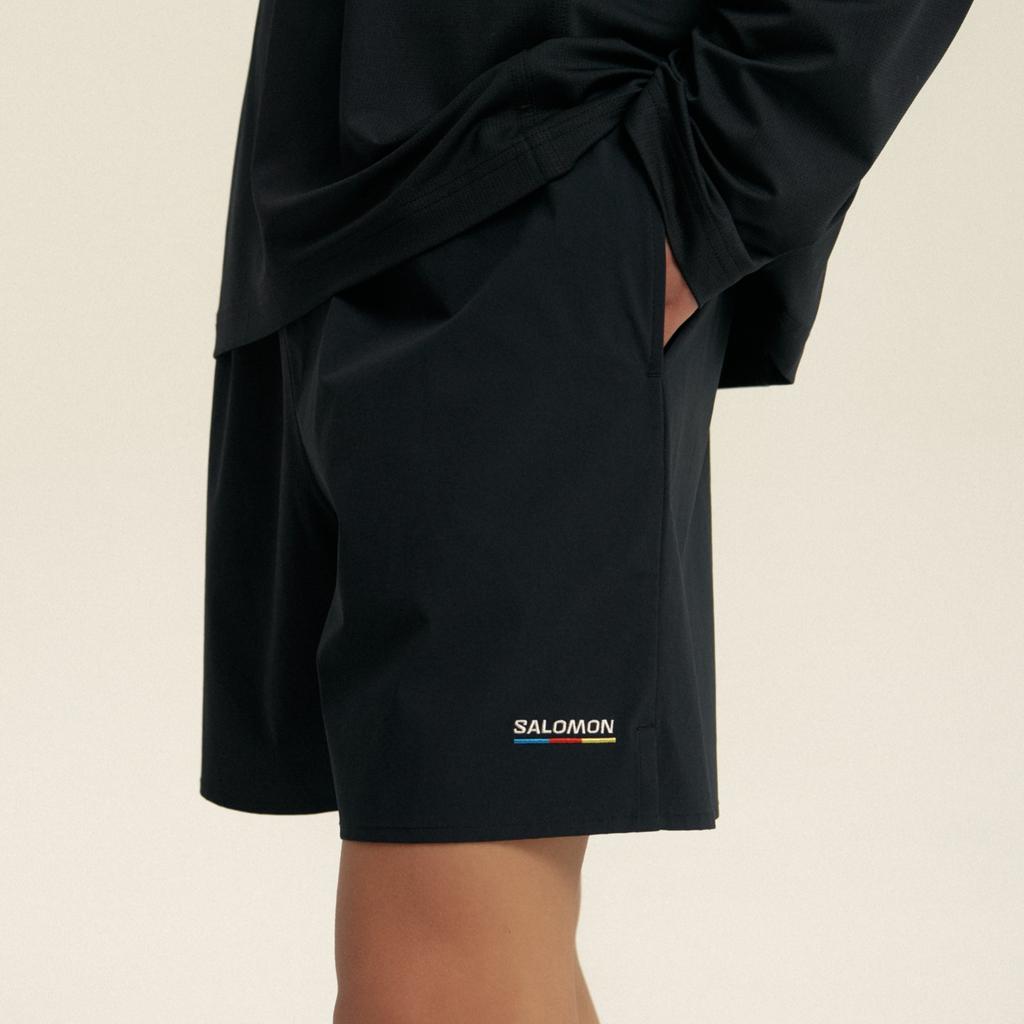 SALOMON Бласт Гоночный Флаг Стильные Простые Универсальные Шнуровка Три Четверти Повседневные Шорты Шорты Унисекс Черный C28170