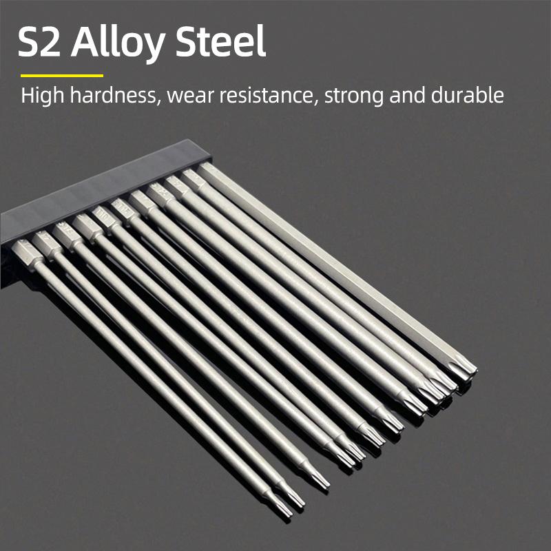 Magnetic Torx Screwdriver Bit 150mm T6-T40 1/4" Hex Shank Hollow Plum Blossom Hole Security Bits S2 Steel Electric Hand Tools