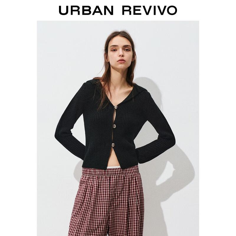 UR Women's Retro Hooded Ribbed Knit Cardigan