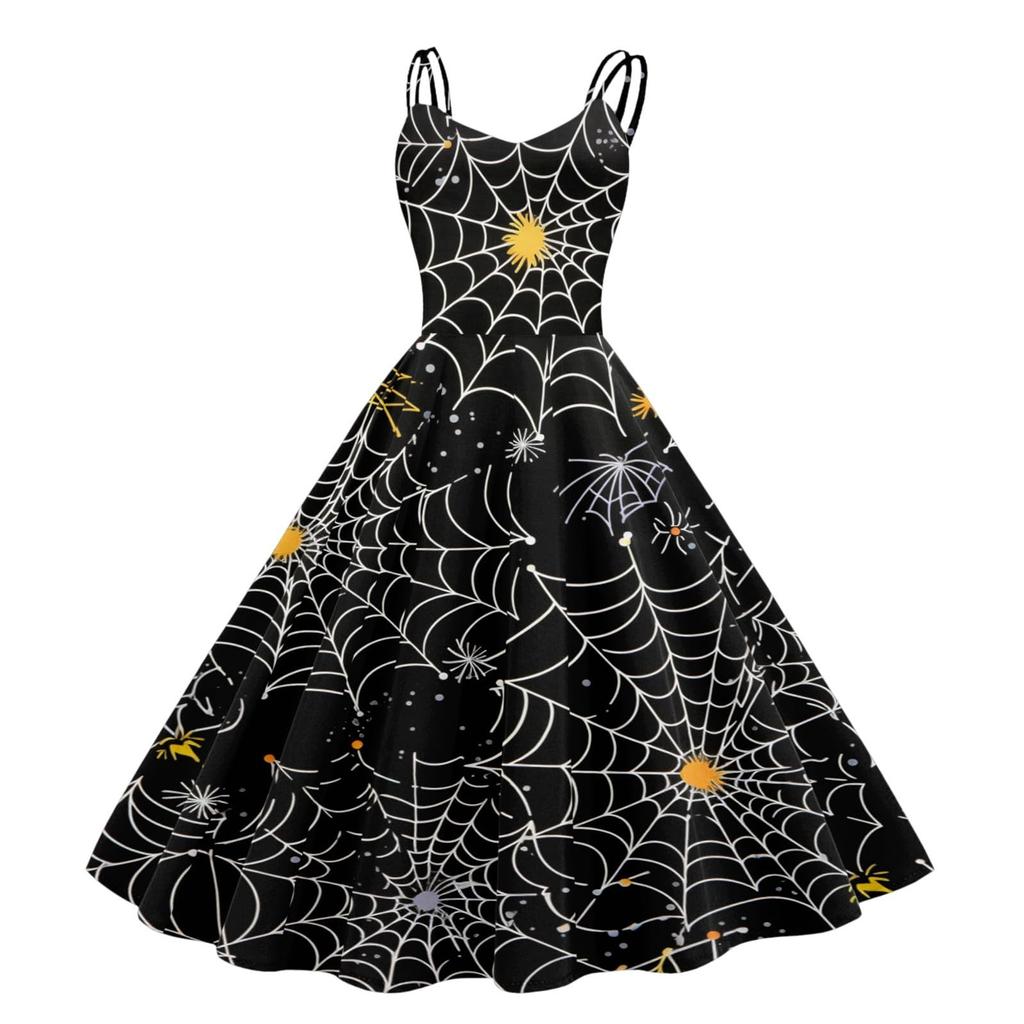 Женское модное сексуальное коктейльное платье без бретелек с принтом на Хэллоуин в стиле панк, винтажное платье.
