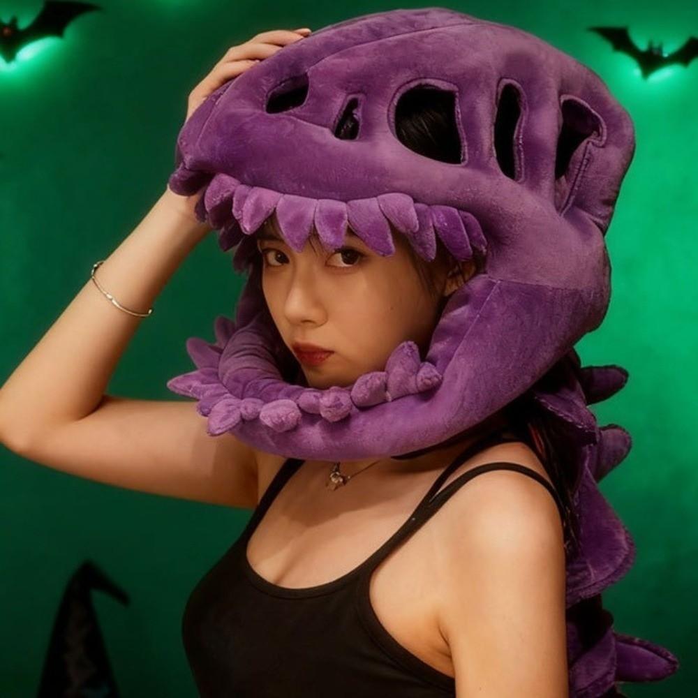 3D Design Dino Plush Hat Soft Stuffed Animal Bone Set Dinosaur Skeleton Headgear  Home Decoration