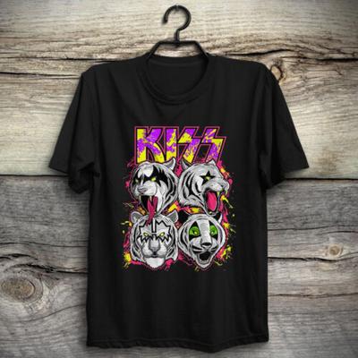 Футболка унисекс Kiss Band White Tigers Paul Stanley Gene Simmons Peter Criss Ace Frehley