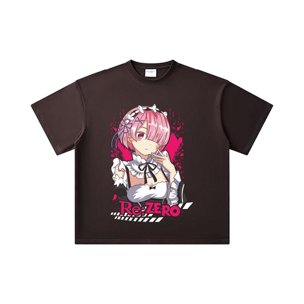 Хлопковая футболка унисекс ReZero V3 с принтом Рам, плотность 260 г/м², двойная пряжа, 32 счет, 100% хлопок
