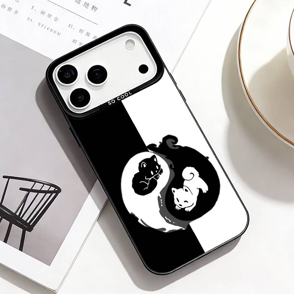 Милые Кошачьи Арт-Принты Чехол для Телефона Для iPhone17,16,15,14,13,12,Pro Max Черный Цветной Чехол для Телефона
