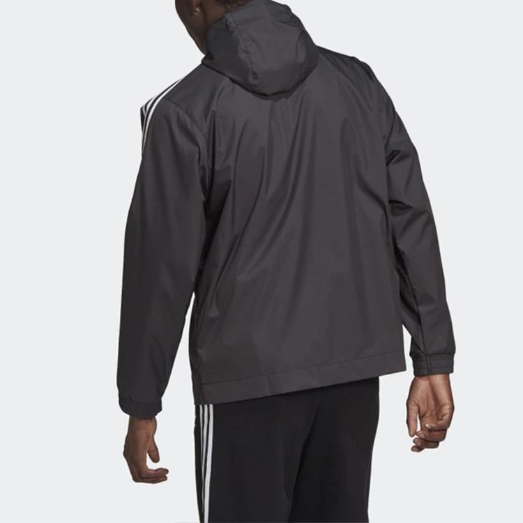 adidas 3D ветрозащитная спортивная тренировочная куртка с вышитым логотипом, с капюшоном, черная, мужская, GN3551