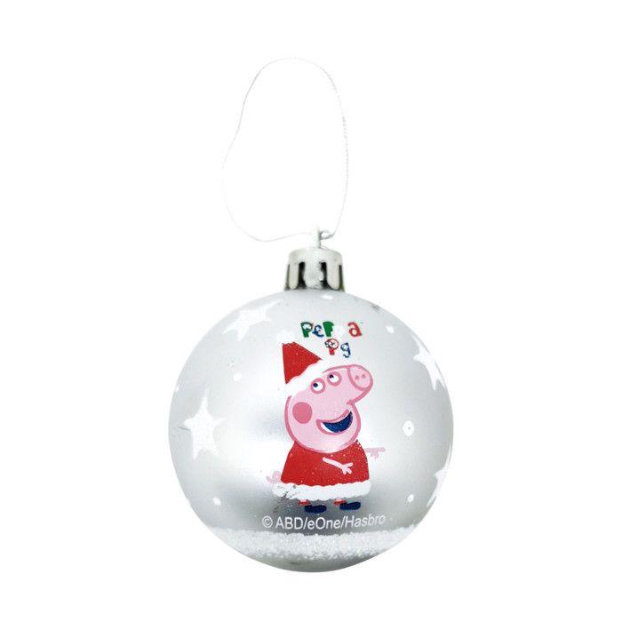 Boules de sapin de Noël - EONE - Peppa Pig - Lot de 6 - Diamètre 8cm - Plastique décoré à la main