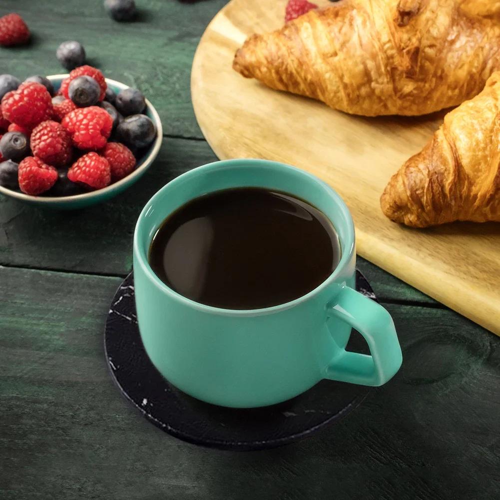 1/6PCS Artificial Leather Marble Coaster Drink Coffee Cup Mat Table Placemats Round Heat-resistant Tea Pad Table Pad Holder