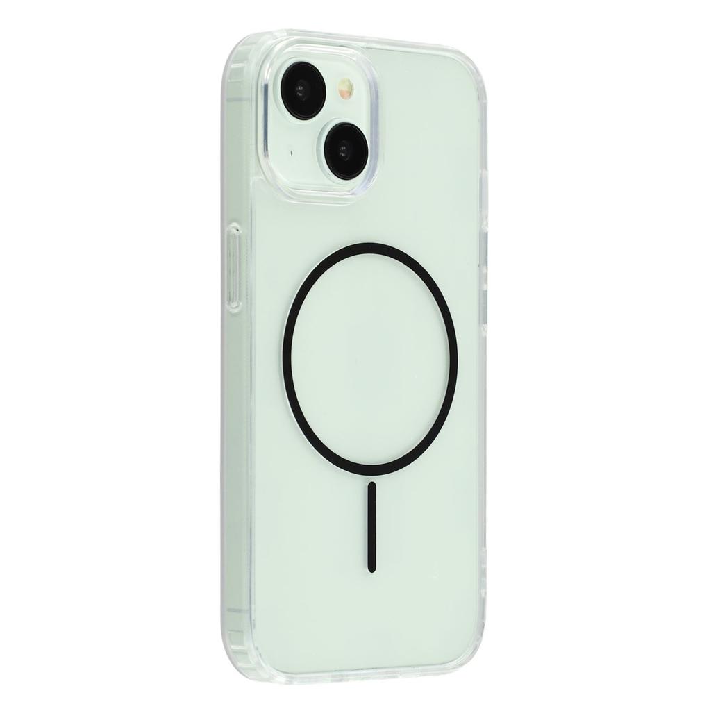 For iPhone 15 Magnetic Case Acrylic TPU Clear Phone Back Cover