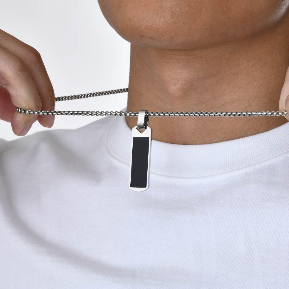Trendy Lapis Lazuli Pendant Minimalist Stainless Steel Necklace Fashion Pendant Necklace Men