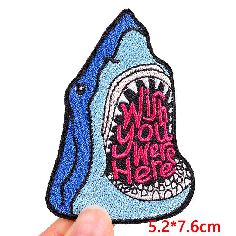 Horror Animal Butterfly Embroidered Patches Bear Cat Shark Patch Iron On Patches For Clothing Thermoadhesive Patches For Clothes
