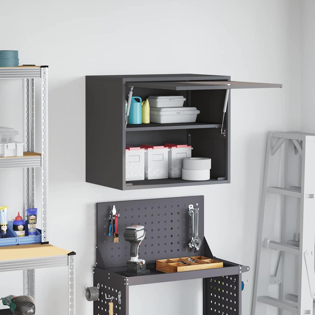 Wall Mounted Garage Cabinet with Gas Strut Door Black