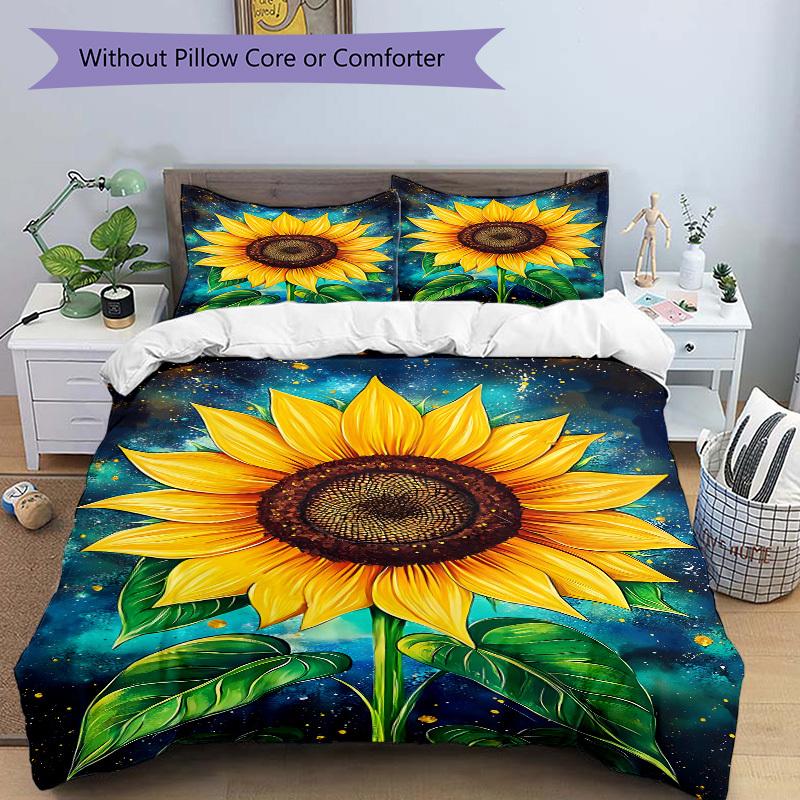 3pcs Sunflower Duvet Cover Set, Soft Comfortable Duvet Cover,Guest Room (1*Duvet Cover + 2*Pillowcase, Without Core) yy251104133