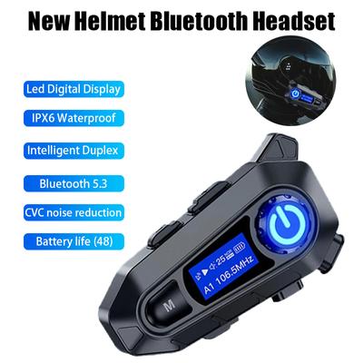 A1 Мотоциклетный шлем Bluetooth гарнитура беспроводной ЖК-дисплей Hands-Free звонки музыка гарнитура IP67 водонепроницаемый велосипедный звонок