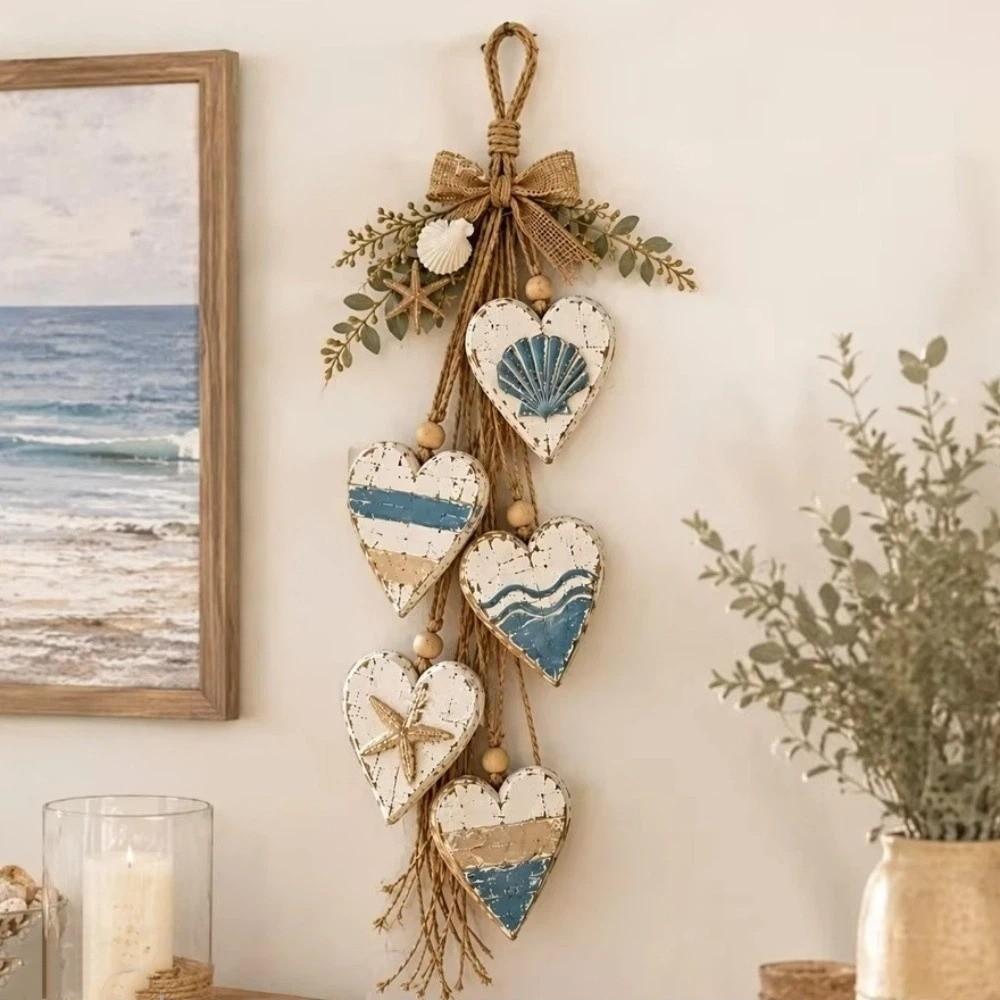 Distressed Pumpkin Door Hanger Fall Maple Leaf Heart String Pendant Layered Wall Decor Indoor