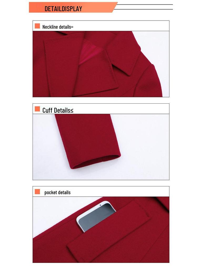 Женское шерстяное пальто средней длины 2024 - Толстое, на хлопковом утеплителе, стройнящее, универсальное зимнее модное