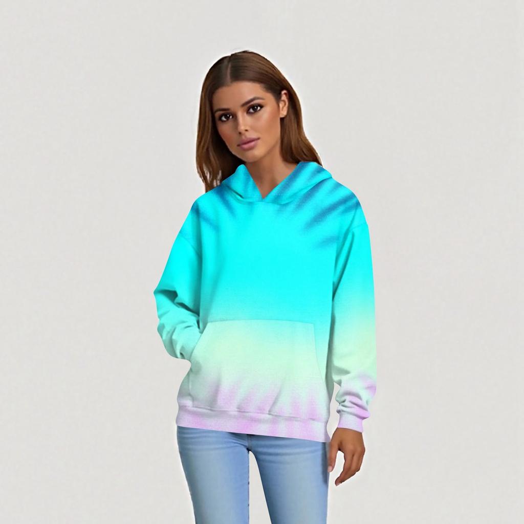 Женская мода Повседневный топ с V-образным вырезом и длинными рукавами с принтом