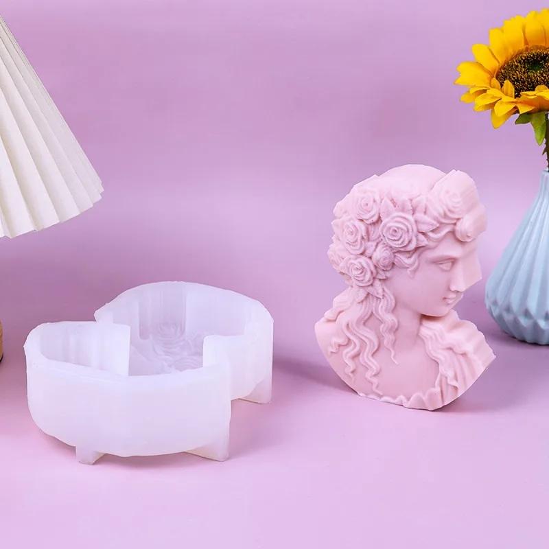 3D Портрет Богини Свеча Силиконовая Форма DIY Европейская Фигура Статуя Гипс Декор Форма для Литья из Смолы Домашнее Украшение Поделки