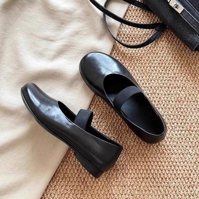 Черные одинарные туфли женские плоские французские ретро мягкая подошва туфли бабушки универсальные с мелким вырезом балетки Мэри Джейн одинарные туфли