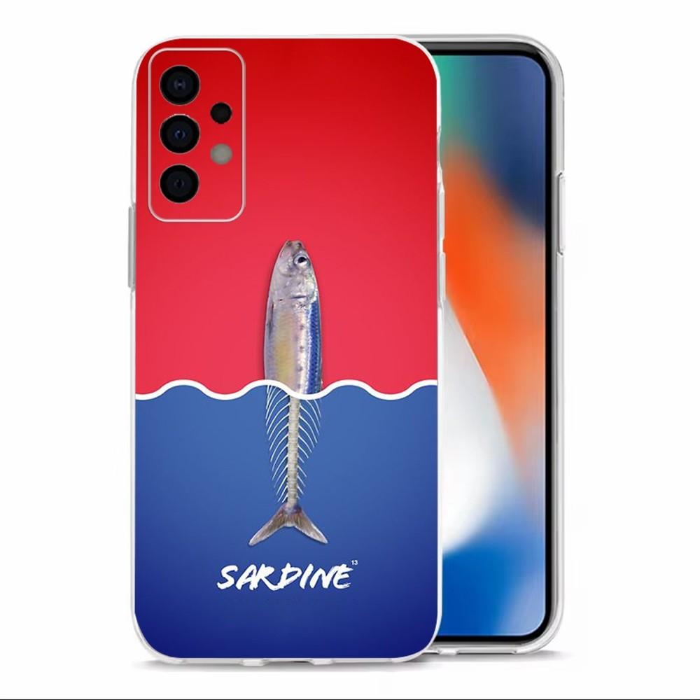 Картина с рыбой-сардиной Арт Чехол для телефона Для Samsung Galaxy A71,70,52,40,51,31,A50,21S,30S,Note20ultra Прозрачная крышка