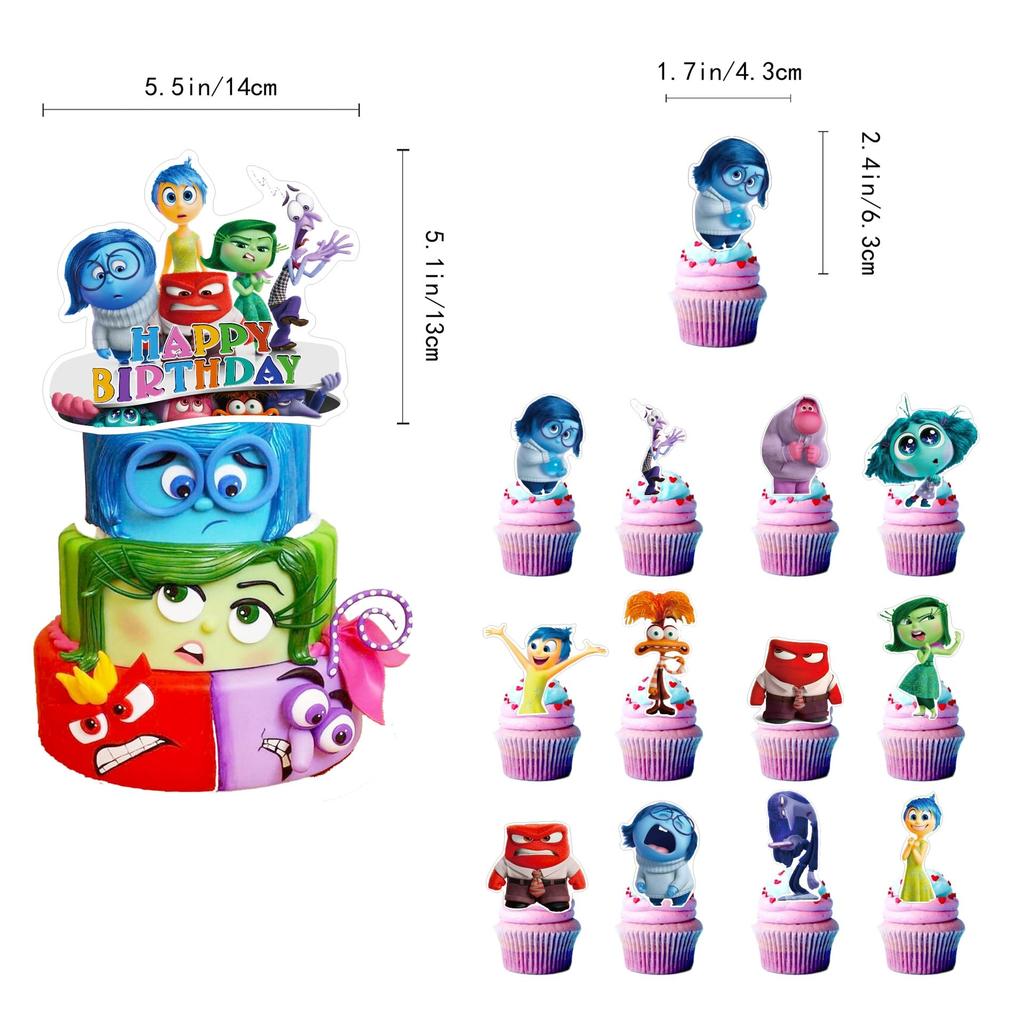 Inside Out Birthday Decorations Party Set, Inside Out Movie Characters, Anime, Disney, Kids, Cute, Funny, Boys, Girls, Purple, Blue, Green, Happy