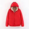 Women's Hooded Coat Casual Slim Check Lamb Fleece Top Thick Warm Plus-size Jacket