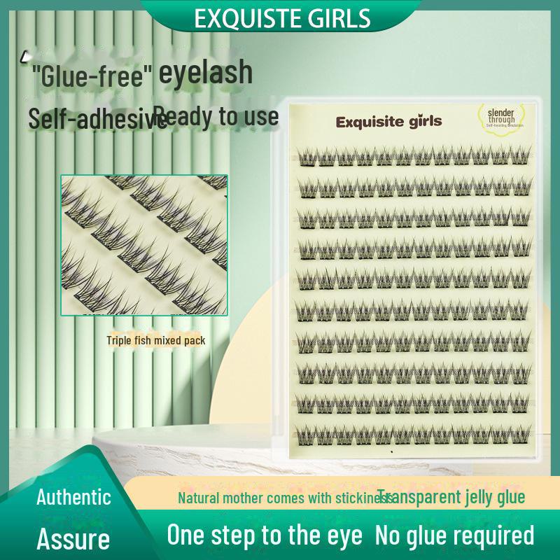 Самоклеящиеся прозрачные накладные ресницы цвета подсолнечника, натуральные, для начинающих, трехслойные