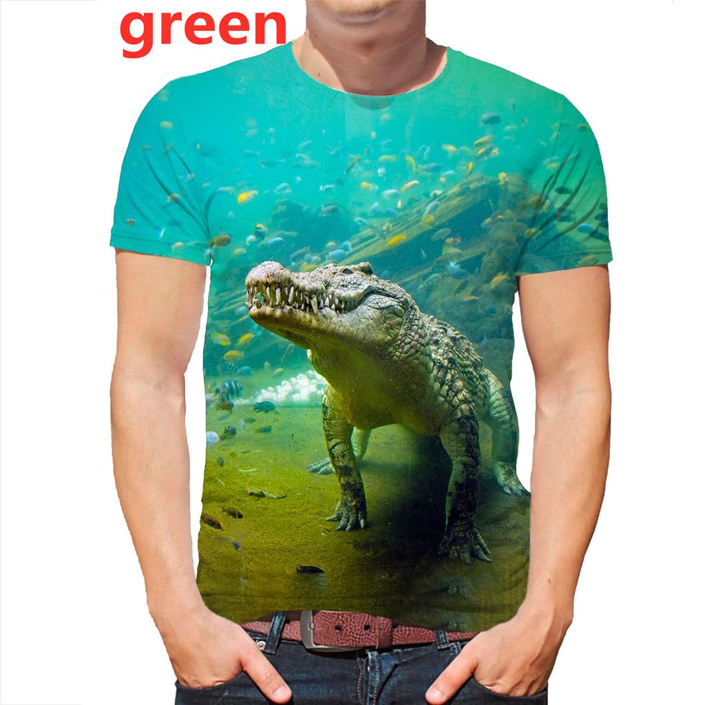 Летняя футболка с морскими животными, крокодилом и 3D принтом рыбы, топ, хипстерские футболки, мужские топы с короткими рукавами