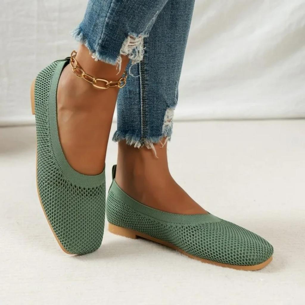 Women's Pointed Toe Flat Shoes Solid Color Knitted Slip On Shoes Casual Breathable Ballet Flats Women Flat Shoes Loafers Women