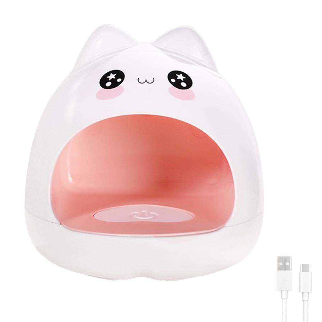 Симпатичная мини-светодиодная УФ-лампа в форме кошки для быстрой сушки, портативная лампа для ногтей, 8 шт., светящиеся шарики, быстросохнущий лак для ногтей
