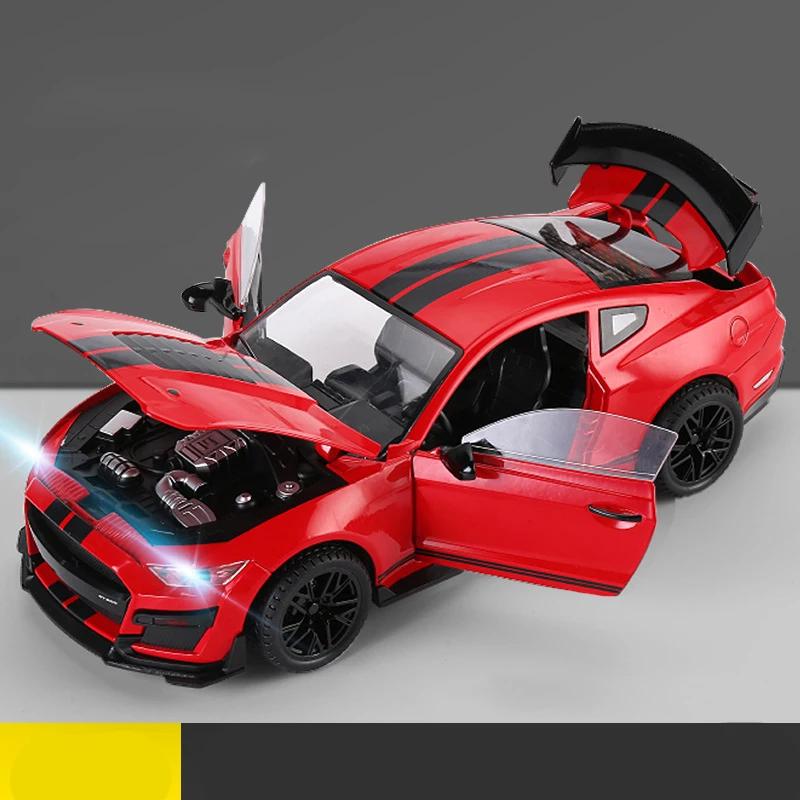 Новый Большой 1:18 Ford Mustang GT500 Миниатюрный литой металлический седан Модель стола Настольная коллекция Украшения Трендовые украшения Детские игрушки