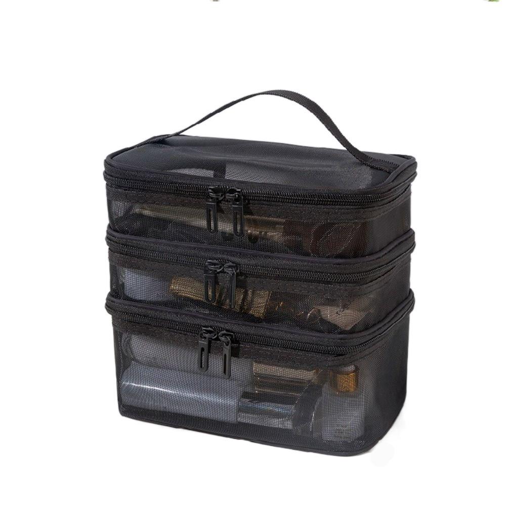 Multifunctional Transparent Mesh Travel Cosmetic Bag Storage 2/3 layer Toiletry Bag Large Capacity Makeup Case Cosmetic Storage