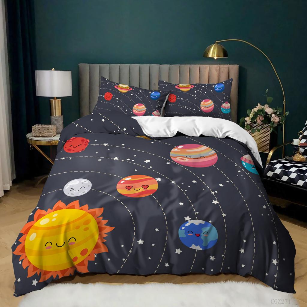 Комплекты постельного белья Galaxy Space для детей, размеры Full/Queen/King, синие комплекты пододеяльников со звездами и вселенной для мальчиков, девочек, подростков, для спальни