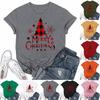 Women's Casual Christmas Printed Short Sleeved Loose Round Neck Pullover Top Top