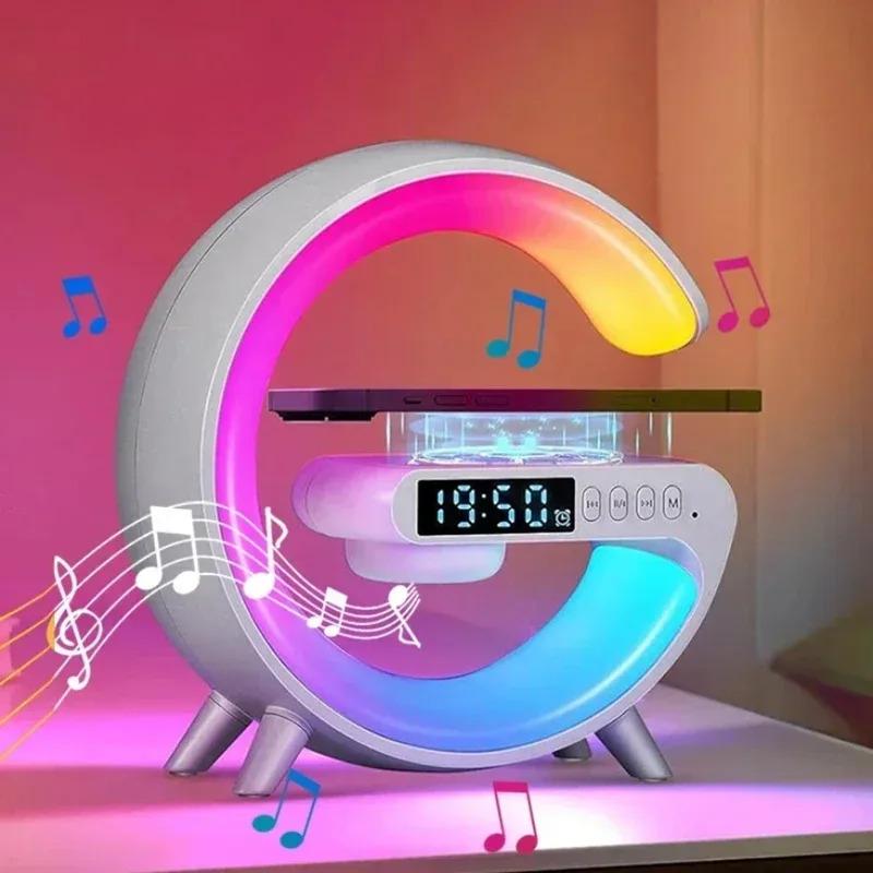 Multifunction Wireless Charger Pad Stand Speaker TF RGB Night Light Fast Charging Station for iPhone 16 15 Samsung Xiaomi Huawei