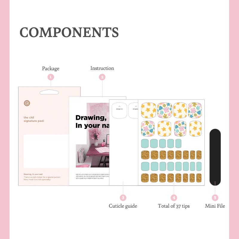 Праздничные и Смелые Наклейки для Педикюра - 37 Самоклеящихся Типсов, Яркие Неоновые и Графические Принты, Быстрый 5-минутный Педикюр