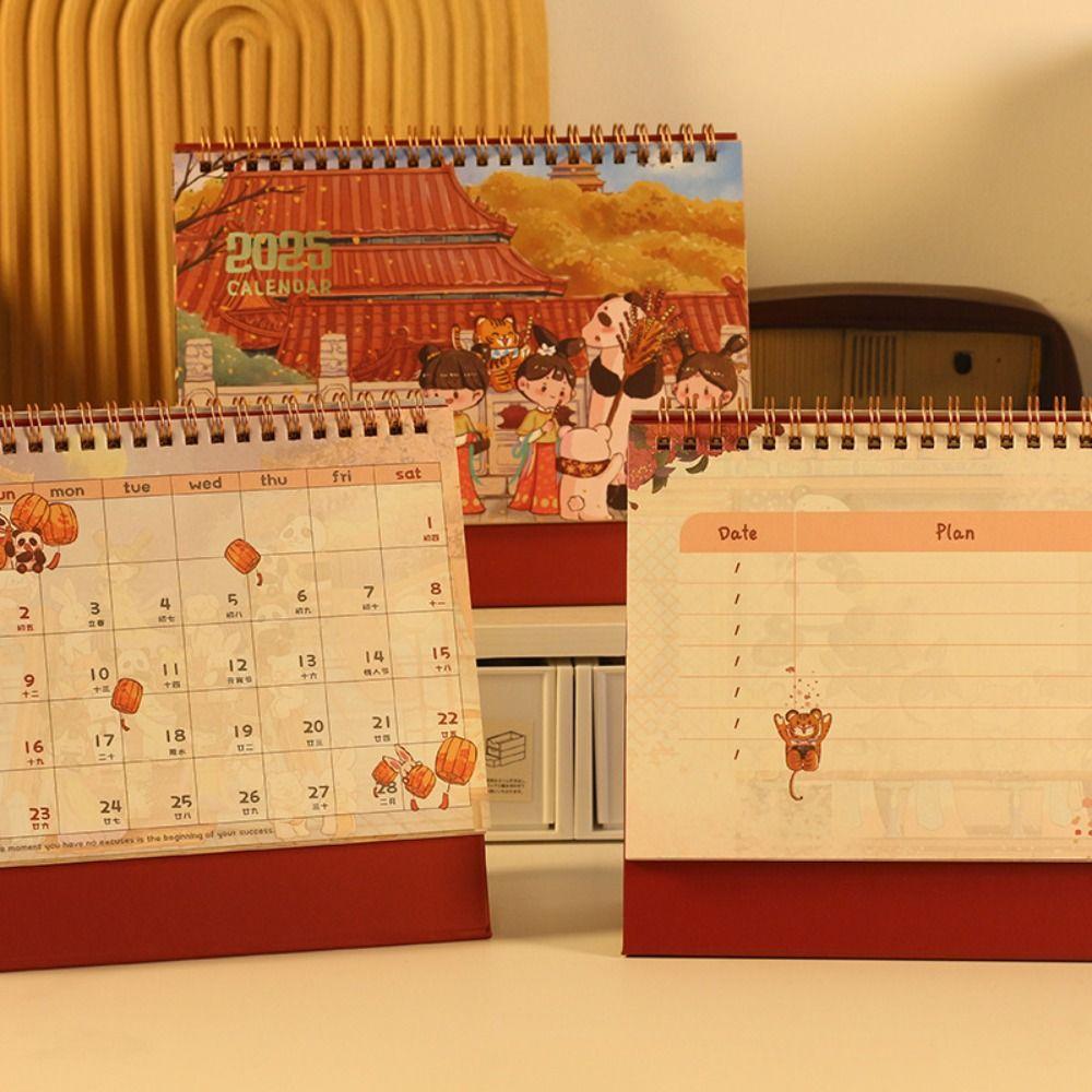 Настольный календарь 2025 года в древнем стиле, Ежемесячный настольный календарь, Товары для дома и офиса