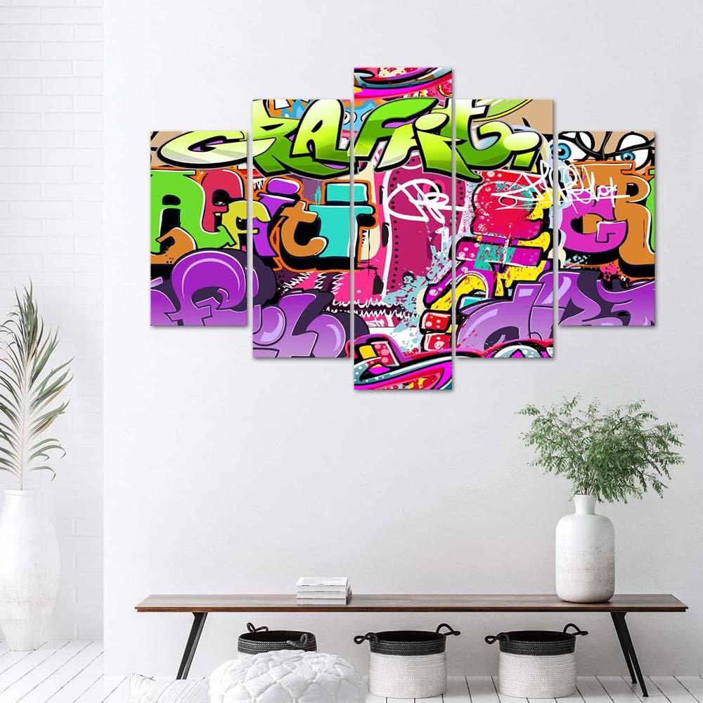 Five Piece Picture Canvas Print Graffiti