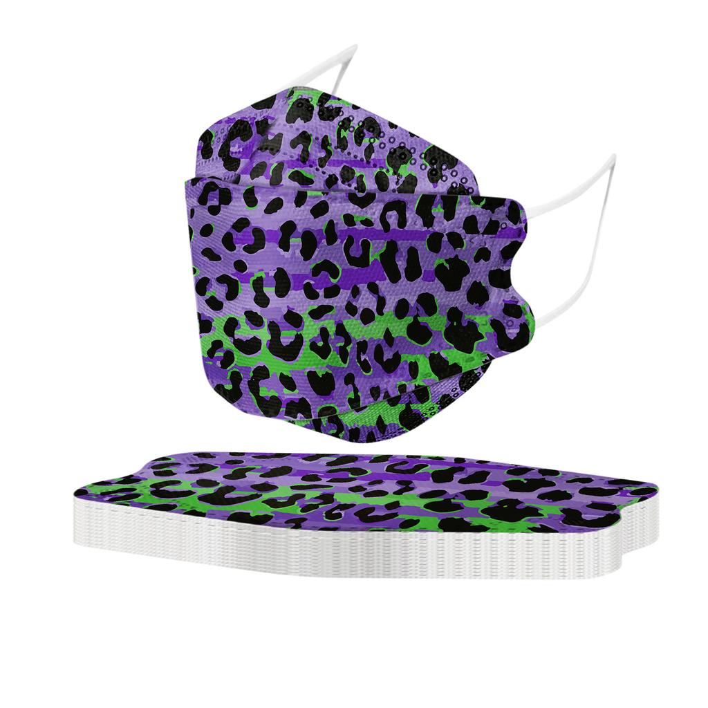 10PCS Unisex Adult Leopard Print Outdoor Mask Protective Disposable Face Mask