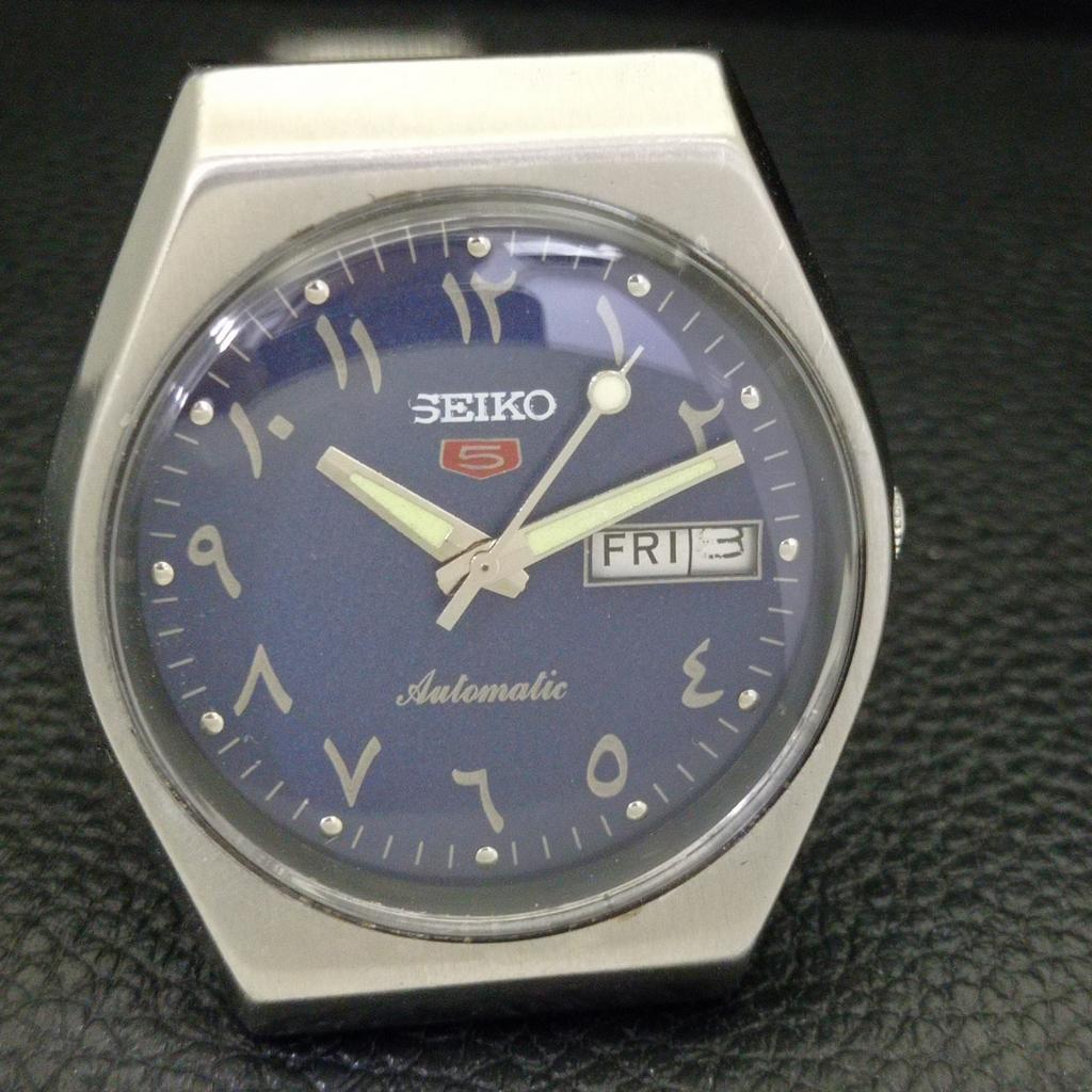 VINTAGE SEIKO 5 AUTOMATIC JAPAN 6309A MENS ARABIC BLUE DIAL WATCH A701373-5 R206a-a701373