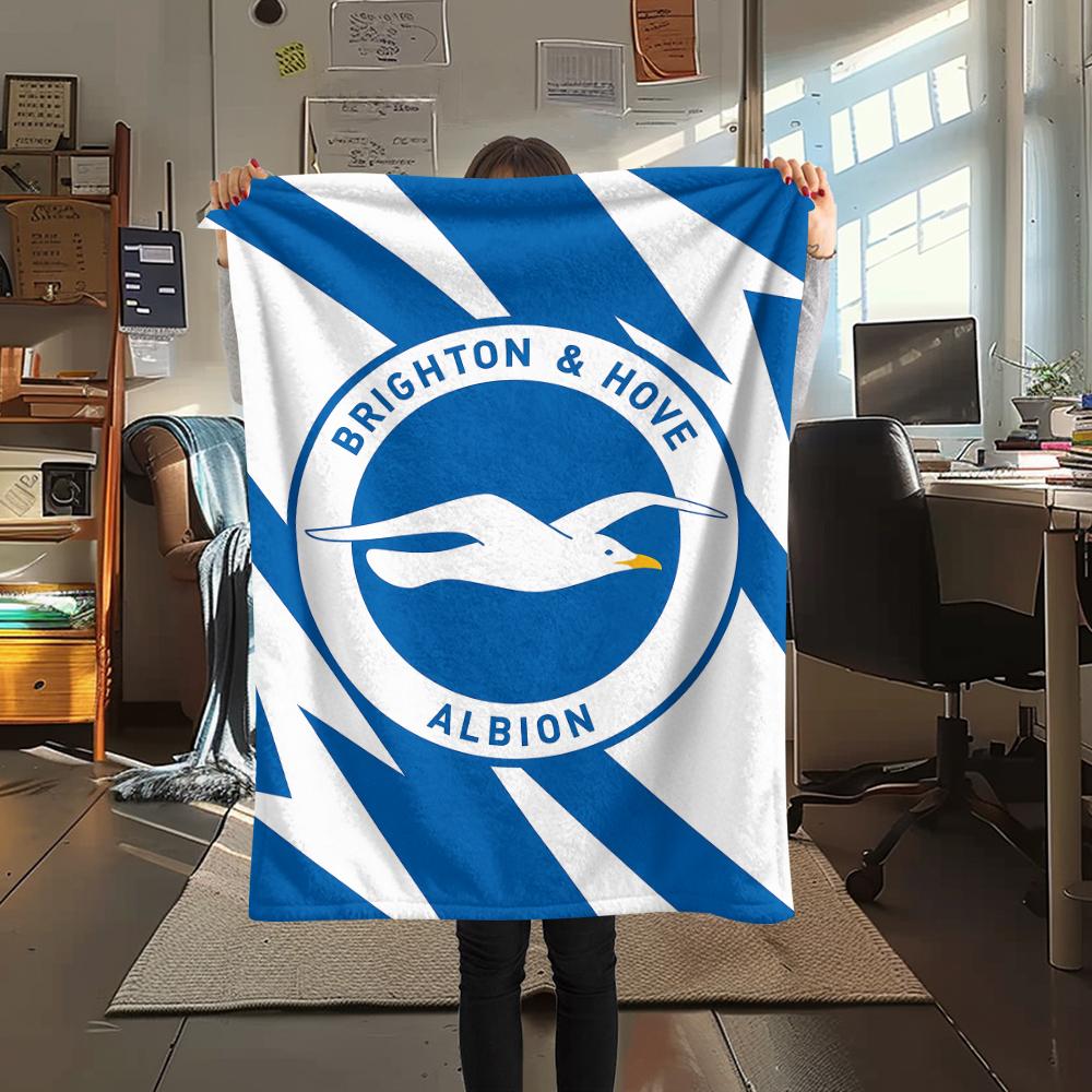 1 шт. Фланелевое одеяло с принтом Brighton, Высокое качество, Для всех сезонов, Декор для дома, Тепло и Уют, Идеально для Рождественских подарков