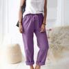Women's Pants, Casual Solid Color Pocket Pants Elastic Waist Loose Straight Leg Pants