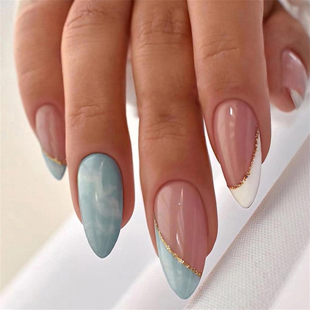 Press On Nails Long Acrylic Nails Fake Nails Green Nails Full Cover Nails For Women 5ml