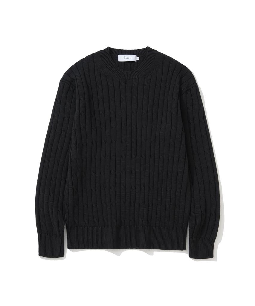 KNITTED [Nitied X Fashion Planet] Cable Round Knit Black