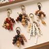 New Chinese-Style Red Bean Hand-Woven Bodhi Keyring Retro Car Pendant