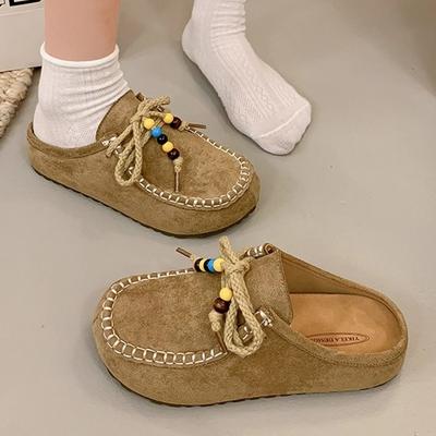 Женские ретро домашние уличные с одним носком и поддержкой свода стопы, не утомляющие ноги, нескользящие, легкие, удобные тапочки