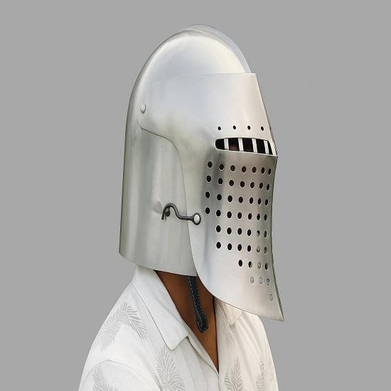 Medieval Barbute Bascinet Helmet Handmade Steel Armor Helmet LARP Reenactment Knight Cosplay Halloween Gift, for Him