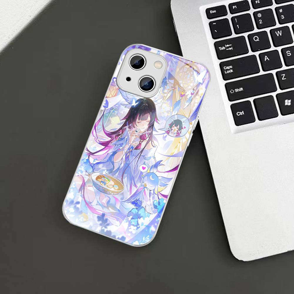 Genshin Impact Коломбина Для IPhone 14 13 12 Mini 11 Pro XS Max X XR 14 Plus Закаленное Стекло Чехол