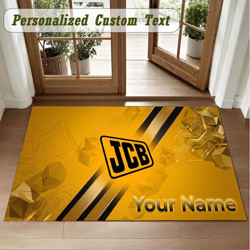 Crystal Velvet Square Rug Custom NameJCB Pattern Non Slip Home Floor Decor Rug